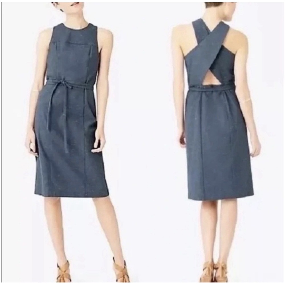 Kate Spade Saturday Sleeveless Wrap Around Waist Linen Blend Dress Sheath Size 4